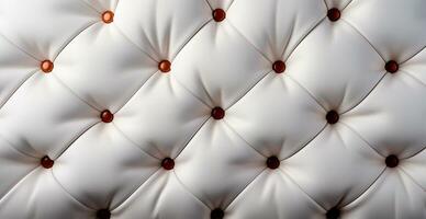 lindo branco couro sofá com botões. panorâmico textura do eco couro - ai gerado imagem foto