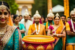 indiano Casamento dentro Jaipur. gerado por IA foto