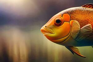 uma peixe com laranja e amarelo barbatanas. gerado por IA foto