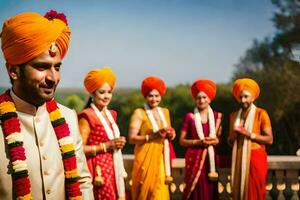 indiano Casamento cerimônia dentro Mumbai. gerado por IA foto