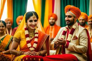 indiano Casamento dentro Índia. gerado por IA foto