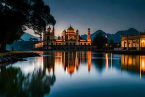 a lindo mesquita às crepúsculo dentro Lahore. gerado por IA foto