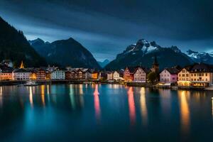 a Cidade do Hallstatt, Áustria. gerado por IA foto