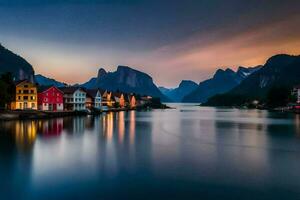 a lindo norueguês fiordes. gerado por IA foto