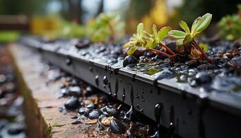 fresco plantar crescimento dentro natureza, fechar acima do verde folhas gerado de ai foto