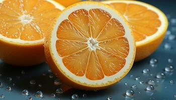 frescor do citrino fruta laranja, limão, e Toranja fatias gerado de ai foto