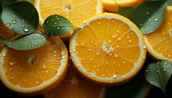 frescor do citrino fruta, natureza saudável comendo, molhado e maduro gerado de ai foto
