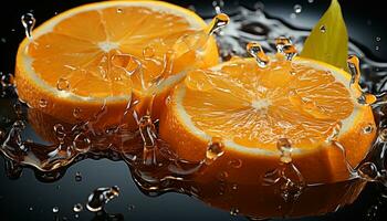 frescor do limão fatiar, suculento citrino fruta, refrescante bebida, saudável comendo gerado de ai foto