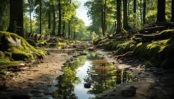 tranquilo cena natureza beleza refletido dentro uma fluindo montanha corrente gerado de ai foto