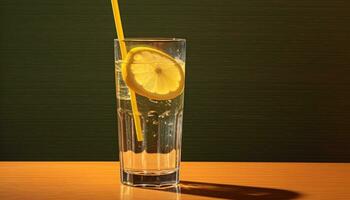 fresco limonada dentro uma vidro, refrescante e sede extinção gerado de ai foto