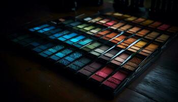 uma vibrante coleção do colorida sombra paletas para moda entusiastas gerado de ai foto