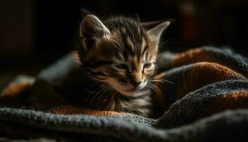 fofa gatinho animais de estimação, doméstico gato, felino, pelagem, bigode, jovem animal gerado de ai foto