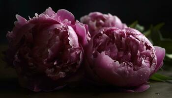 frescor e beleza dentro natureza uma vibrante, Rosa peônia Flor gerado de ai foto