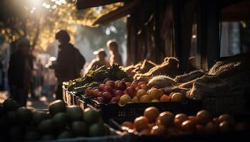 fresco orgânico frutas e vegetais, uma saudável escolha para todos gerado de ai foto