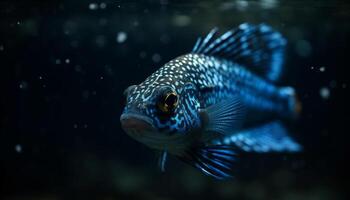 uma lindo visto peixe natação dentro a profundo azul água gerado de ai foto