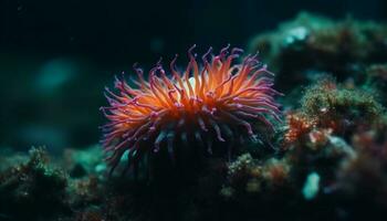 embaixo da agua recife vitrines natureza beleza com colorida peixe e coral gerado de ai foto