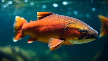 uma vibrante embaixo da agua mundo com colorida peixe natação dentro harmonia gerado de ai foto