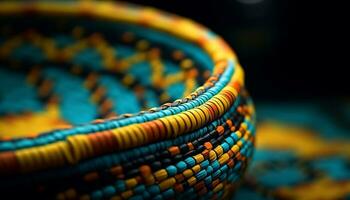 tecido construir padrão, multi colori fundo moda cesta, têxtil decoração caseiro culturas gerado de ai foto