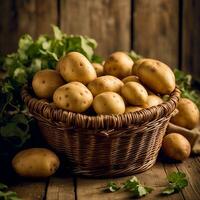 Novo batatas coleção dentro supermercado para venda foto