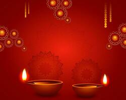 tradicional diya decoração fundo, feliz diwali vermelho tema foto