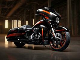 Harley Davidson electra deslizar exibição. generativo ai foto