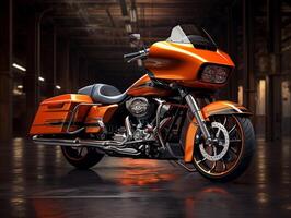 Harley Davidson estrada deslizar exibição. generativo ai foto