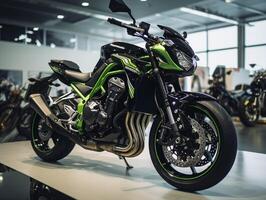 Kawasaki z900 exibição. generativo ai foto