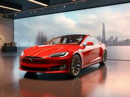 Tesla modelo s exibição. generativo ai foto