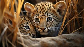 foto do coração derretido dois leopardos com a ênfase em expressão do amar. generativo ai