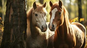 foto do coração derretido dois cavalos com a ênfase em expressão do amar. generativo ai