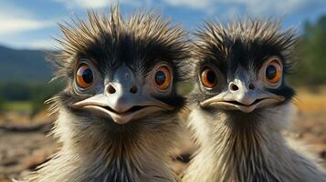 foto do coração derretido dois emus com a ênfase em expressão do amar. generativo ai