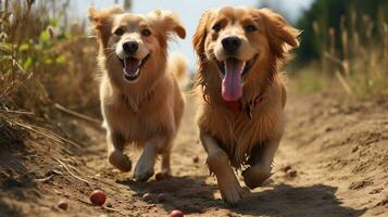 foto do coração derretido dois cachorros com a ênfase em expressão do amar. generativo ai