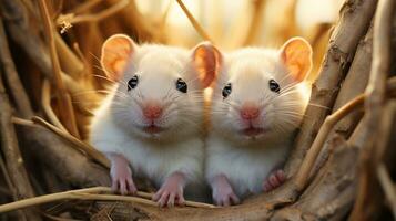 foto do coração derretido dois bengala ratos com a ênfase em expressão do amar. generativo ai