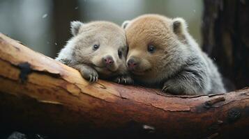 foto do coração derretido dois wombats com a ênfase em expressão do amar. generativo ai