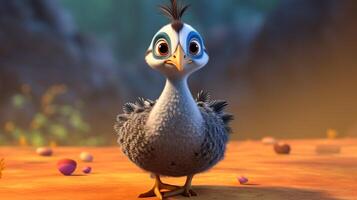 uma fofa pequeno guineafowl dentro Disney desenho animado estilo. generativo ai foto