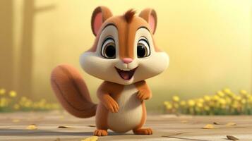 uma fofa pequeno Esquilo dentro Disney desenho animado estilo. generativo ai foto