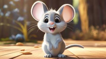 uma fofa pequeno rato dentro Disney desenho animado estilo. generativo ai foto