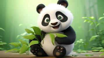 uma fofa pequeno panda dentro Disney desenho animado estilo. generativo ai foto