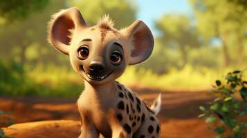 uma fofa pequeno hiena dentro Disney desenho animado estilo. generativo ai foto