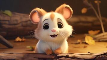 uma fofa pequeno hamster dentro Disney desenho animado estilo. generativo ai foto