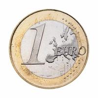 Moeda de 1 euro, união europeia isolada sobre o branco foto