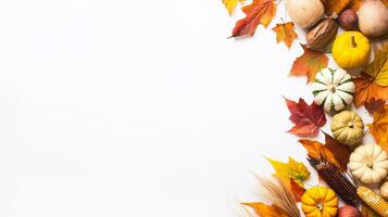 ai generativo outono bandeira, com amarelo outono folhas e cópia de espaço para texto foto