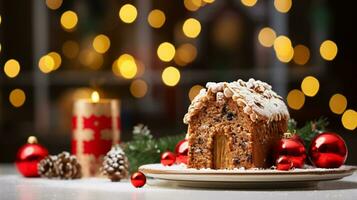 ai generativo fechar acima tiro do Natal biscoitos com lindo decorações foto