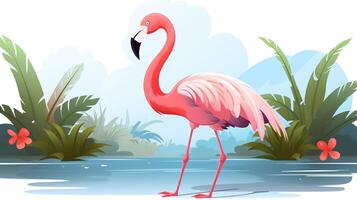 uma fofa pequeno flamingo dentro vetor estilo. generativo ai foto