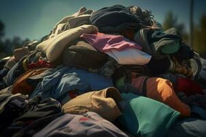 pilha do roupas para voluntário doação. gerar ai foto