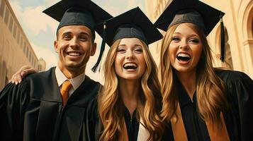 uma grupo do bem sucedido feliz sorridente graduados foto