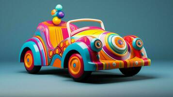 uma brincalhão e colorida brinquedo carro Projeto foto