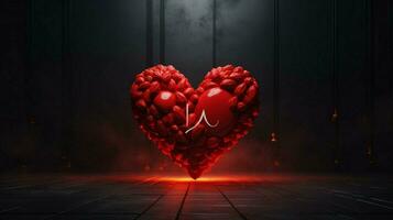 uma vermelho coração com a palavra coração em isto foto