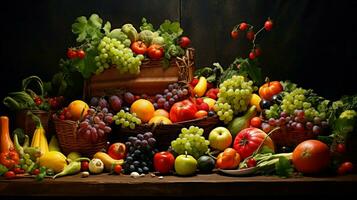 abundância do fresco maduro orgânico frutas e legumes foto