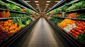 abundância do saudável Comida escolhas dentro supermercado corredor foto